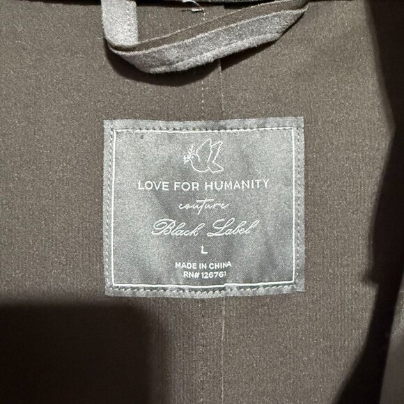 Lightweight Suede-Like Calf Length Jacket/Overshirt/Trench - Grey/Gray - Size L - Picture 5 of 9